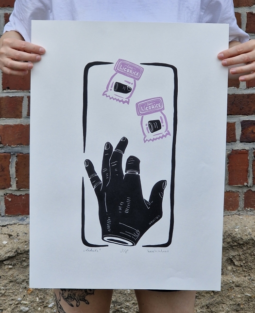 Hand, zweifarb Druck auf elfenbeinweißem Papier
